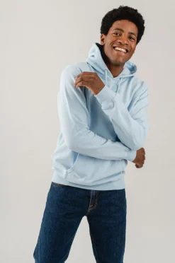 Sweat à capuche en coton bio | bleu "polar blue"