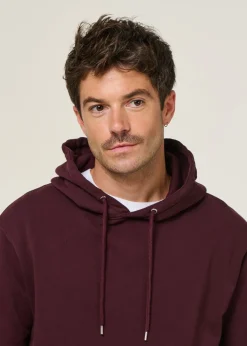 Sweat à capuche en coton bio | bordeaux "oxblood red"