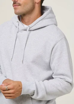 Sweat à capuche gris clair en coton bio - snow melange