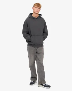 Sweat à capuche oversize en coton bio | noir délavé 