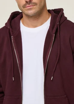 Sweat à capuche zippé en coton bio | bordeaux "oxblood red"