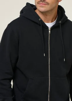 Sweat à capuche zippé en coton bio | noir "deep black"