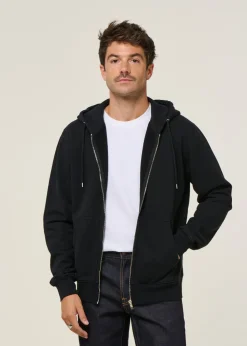 Sweat à capuche zippé en coton bio | noir 