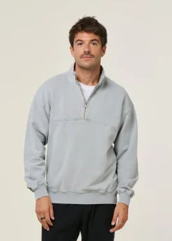Sweat col zippé en coton biologique | gris 