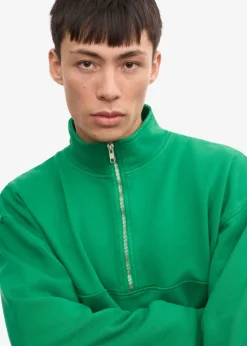 Sweat col zippé en coton biologique | vert "organic quarter zip - kelly green"