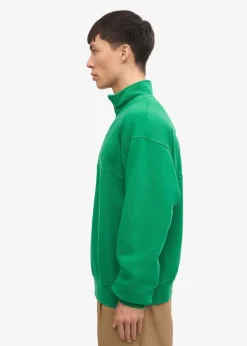 Sweat col zippé en coton biologique | vert 