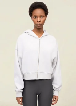 Sweat court zippé en coton bio | gris chiné 