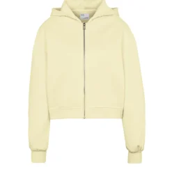 Sweat crop zippé en coton bio | organic crop zip hood - soft yellow
