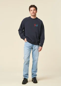 Sweat en coton biologique | bleu "sol type navy pepe sweatshirt - blue"