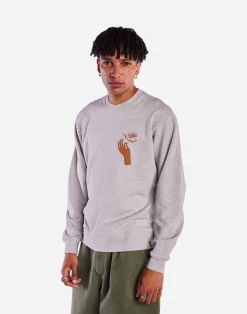 Sweat en coton biologique | gris "sweat labyrinth dahlia gris chine - heather grey"