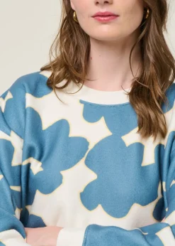Sweat en polaire recyclée | bleu/blanc "scarlett fleur du lac"