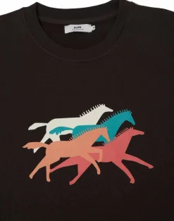 Sweat imprimé en coton bio | noir "mustang noir carbone"