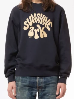 Sweat imprimé marine en coton bio - frasse sunshine ark navy