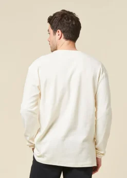 Sweat léger en coton bio | blanc "long sleeved structured slub sweat - egret"