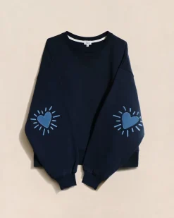 Sweat oversize brodé en coton bio | bleu