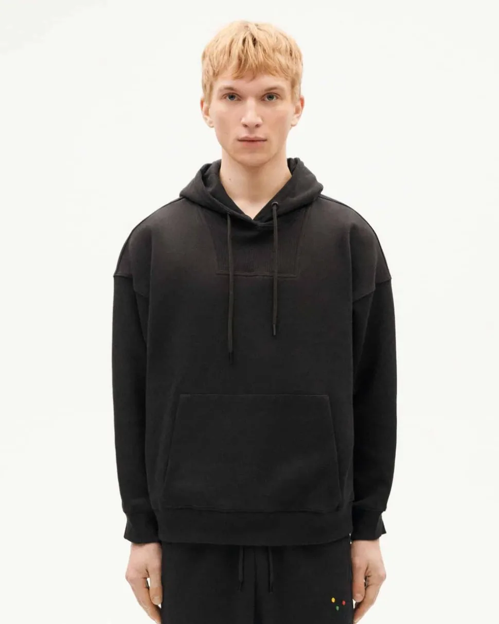 Sweat oversize en coton bio et matière recyclée | noir "black andrea hoodie"