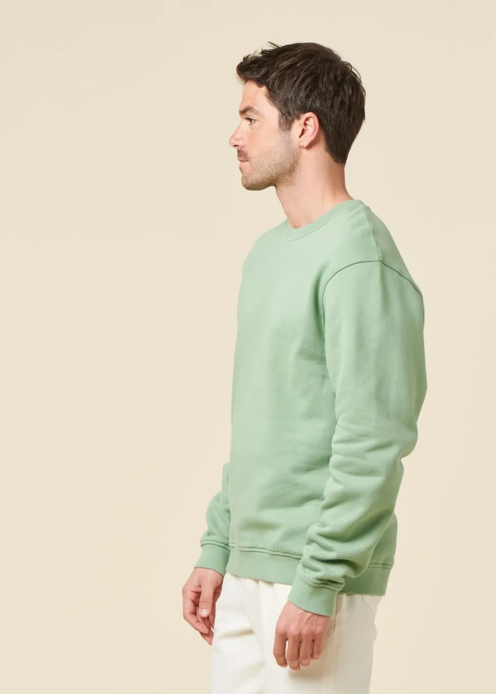 Sweat oversize en coton bio | vert sauge