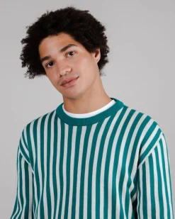 Sweat rayé en coton bio | bleu et blanc 
