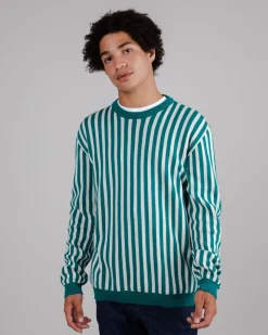 Sweat rayé en coton bio | bleu et blanc 