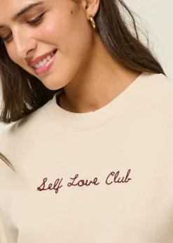 Sweatshirt brodé en coton bio | beige 