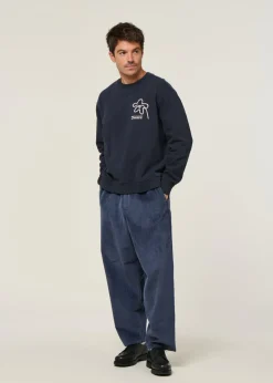 Sweatshirt brodé en coton bio | bleu 