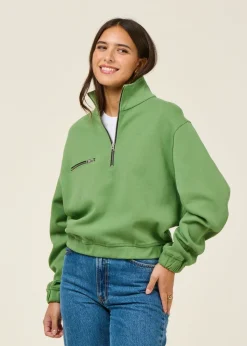 Sweatshirt col zippé en coton bio | vert "ivy pippa sweatshirt"
