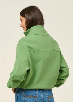 Sweatshirt col zippé en coton bio | vert 