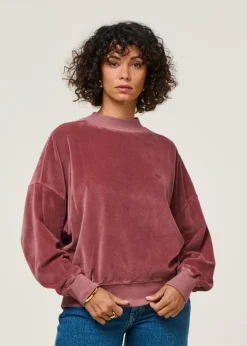 Sweat velours en coton bio | vieux rose "binz - rose brown"