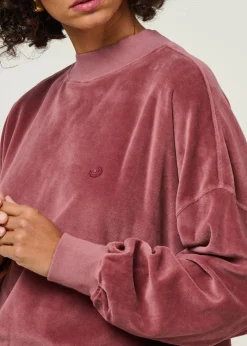Sweat velours en coton bio | vieux rose "binz - rose brown"