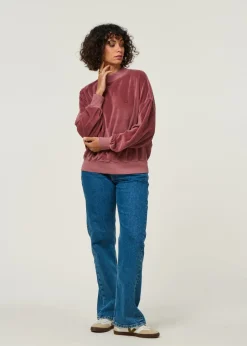 Sweat velours en coton bio | vieux rose 