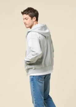 Sweat zippé oversize en coton bio | gris "organic oversized zip hood - faded grey"