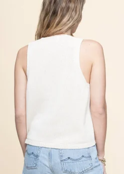 Top en coton bio et matière recyclée | beige "marygold robbie knit vest - ecru"