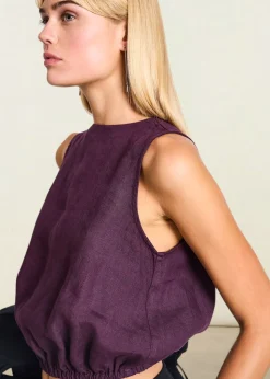 Top en lin | bordeaux "lupin - cherry lacquer"