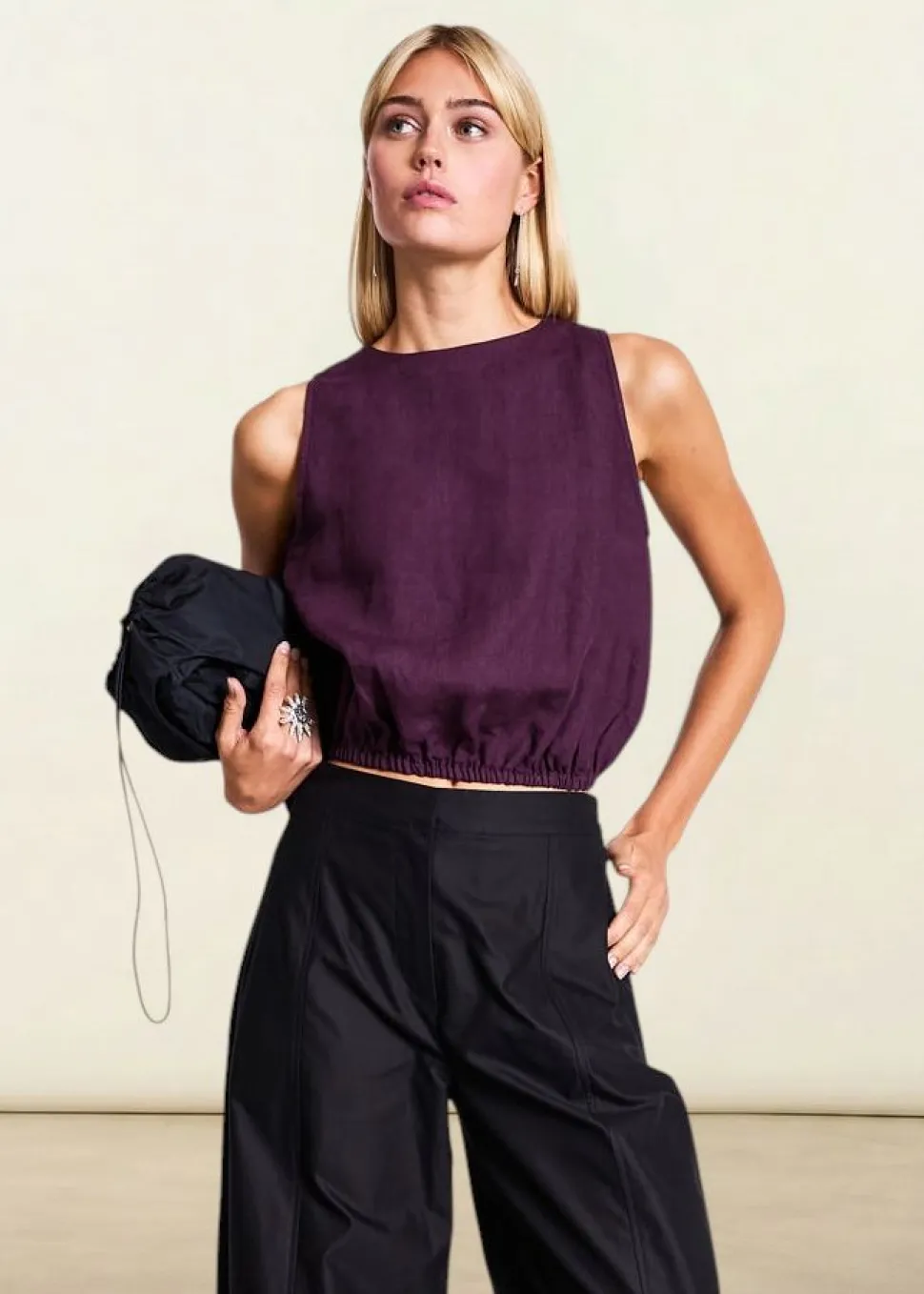 Top en lin | bordeaux "lupin - cherry lacquer"
