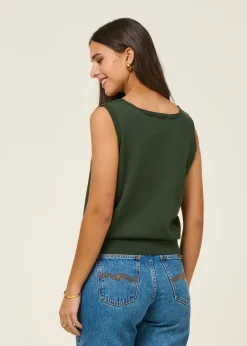 Top maille en coton bio | "maindi - bottle green"