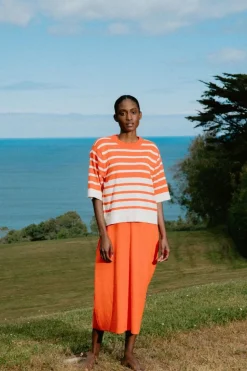 Top maille en coton bio | orange "leuneta - coral"