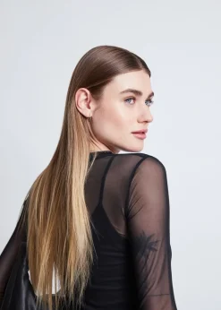 Top manches longues transparent en matières recyclées | noir 