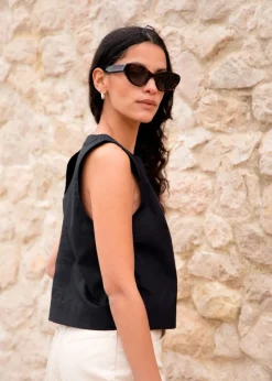 Top maya noir en coton bio