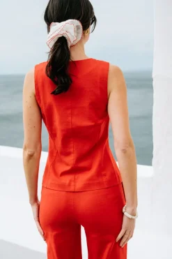 Top à noeuds en coton bio | rouge 