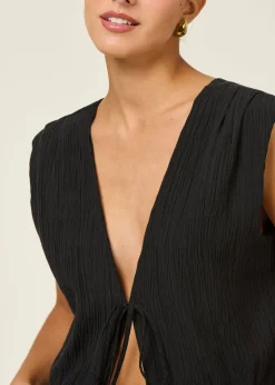 Top réversible en tencel | noir "stroget - black"
