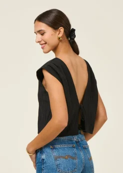 Top réversible en tencel | noir "stroget - black"