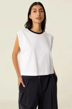 Top sans manches en coton bio | blanc
