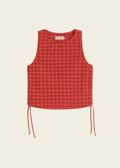 Top seersucker en coton bio | rouge 
