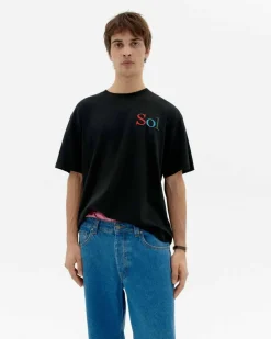 T-shirt ample en coton bio | noir "sol type black aaron tee - black"