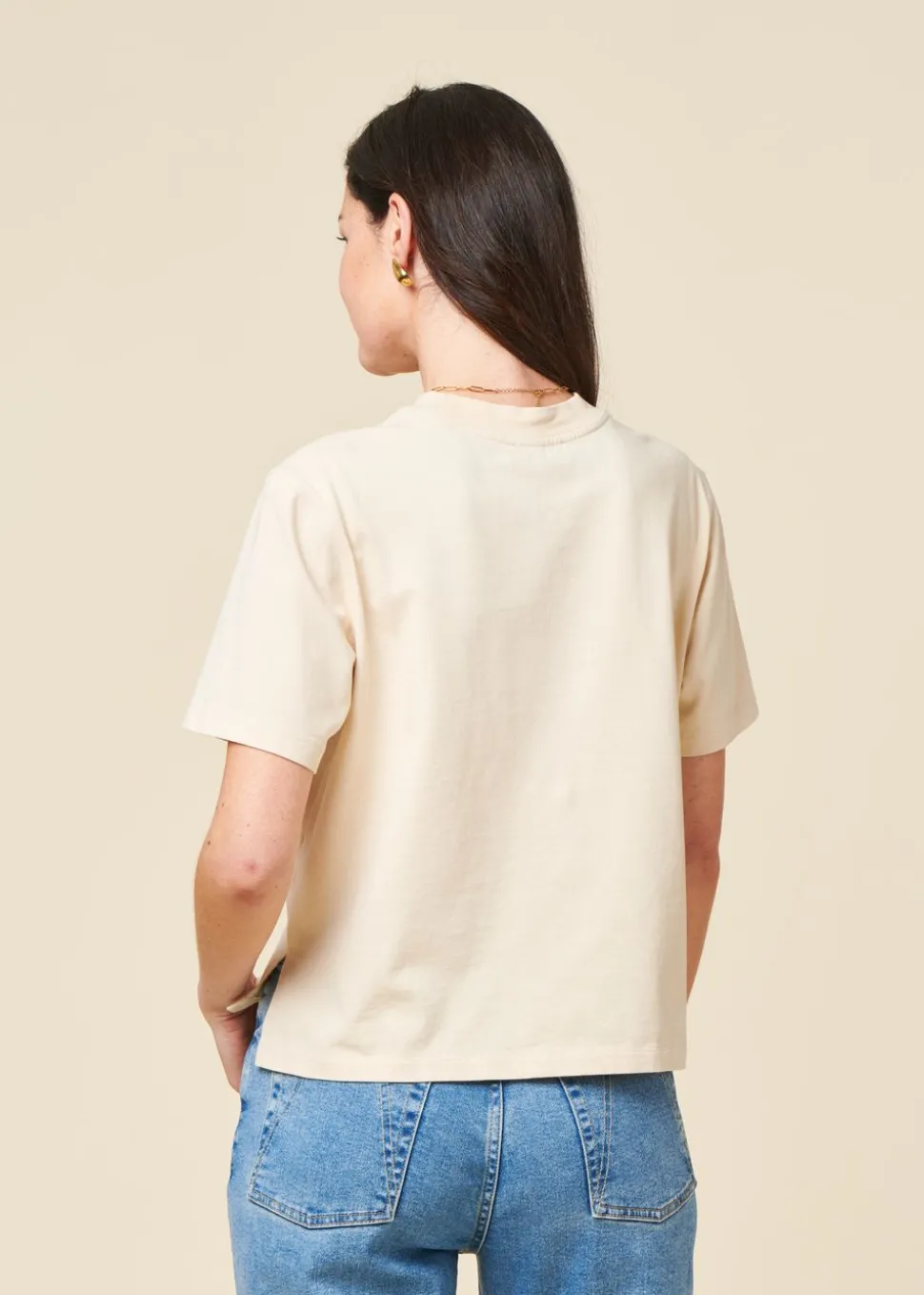 T-shirt boxy en coton bio | écru