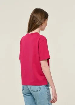 T-shirt boxy en coton bio | fuchsia