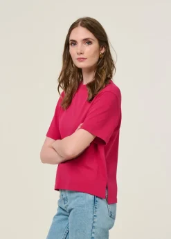 T-shirt boxy en coton bio | fuchsia