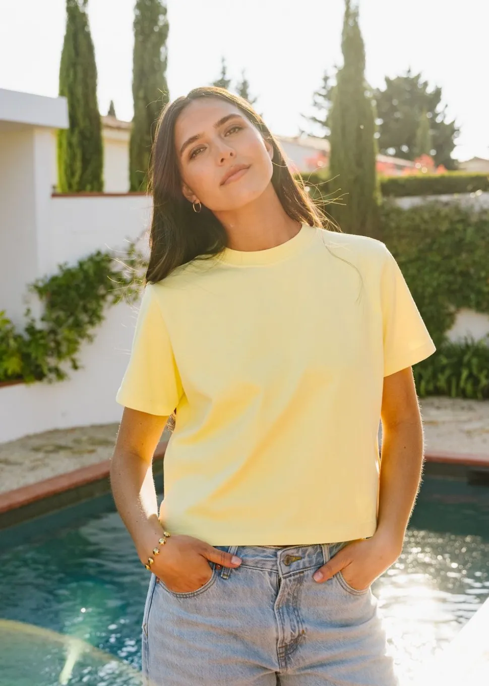 T-shirt boxy en coton bio | jaune