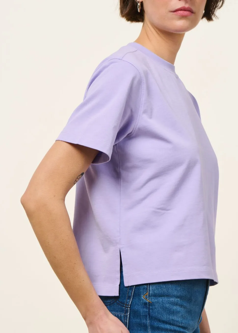 T-shirt boxy en coton bio | lilas