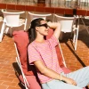 T-shirt boxy en coton bio | rayé rose